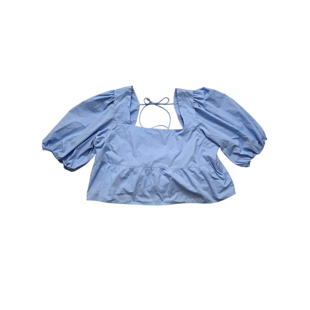 Abercrombie & Fitch Poplin Square Neck Blue Top Size XL